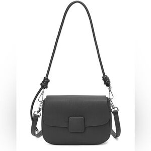 NWT✨ saddle bag real leather classic black elegant chic